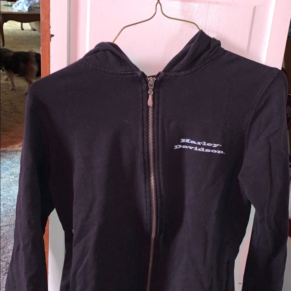 Black ZipUp Harley Davidson Design on back